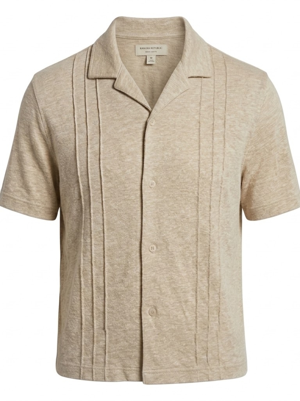 Banana Republic Beige Linen Textured Camp Shirt Short-sleeve Resortwear Costal